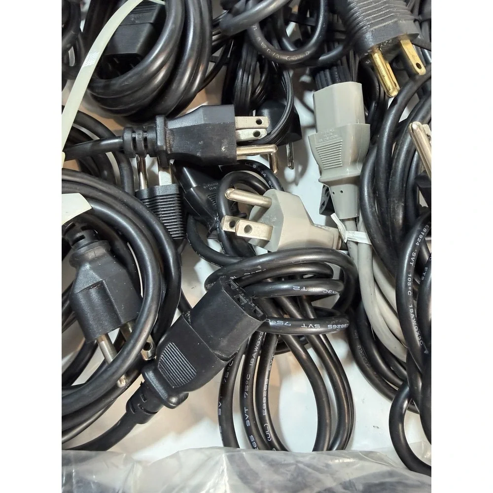 Lot of 50 3-Prong Standard PC Computer Monitor AC Power Cord Cable various size